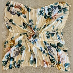 Talbots NWT silk scarf. Elegant floral design on creamy silk.